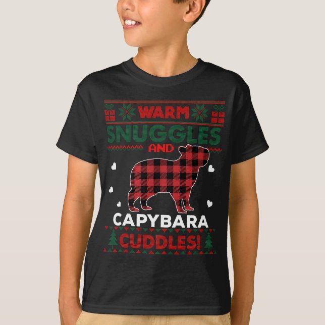 Camiseta Amantes De Capibara Cute Pajama Caballo Feo Navida (Anverso)