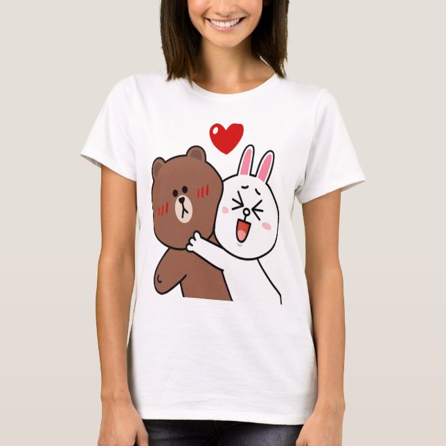 Camiseta Amantes De Conejo De Oso Marrón Y Conejo De Conejo (Anverso)