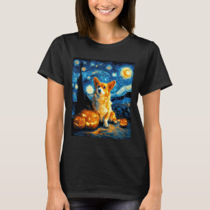 Camiseta Amantes de Corgi Pintura de van gogh noche estrell