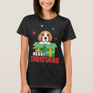 Camiseta Amantes de Cute Beagle Santa Dog Feliz Navidad
