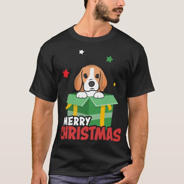 Camiseta Amantes de Cute Beagle Santa Dog Feliz Navidad (Anverso)