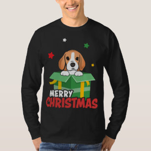 Camiseta Amantes de Cute Beagle Santa Dog Feliz Navidad