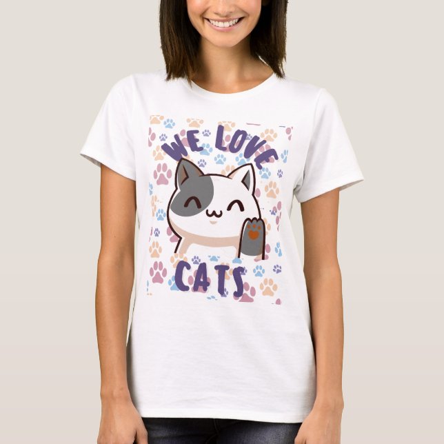 Camiseta Amantes de Cute Kawaii CAT (Anverso)