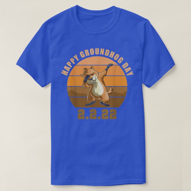 Camiseta Amantes de Dabbing Groundhog, Retro Happy Groundho (Diseño del anverso)