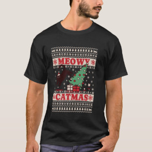 Camiseta Amantes de gatos de Navidad Meowy Catmas divertido
