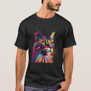 Camiseta Amantes de gatos Maine Coon Colorido Arte Pop Main