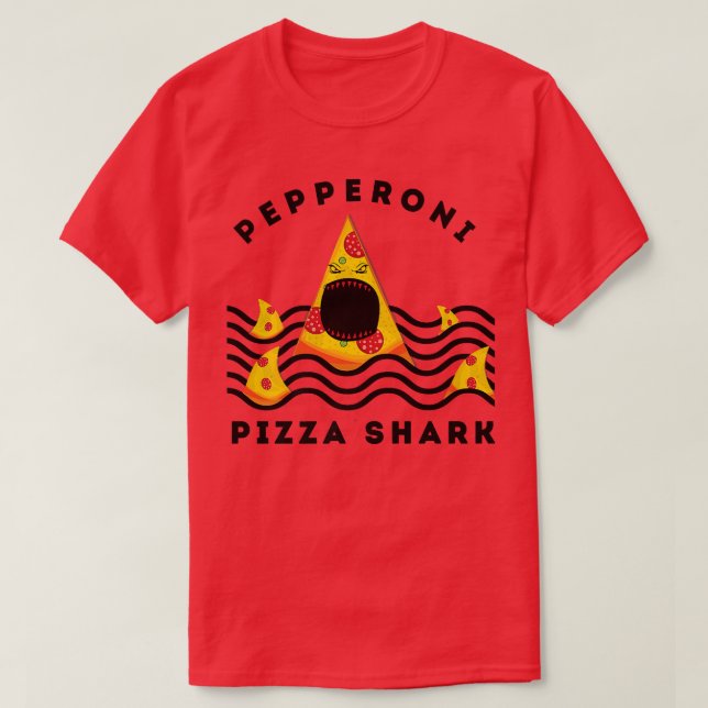 Camiseta Amantes de la comida de los tiburones Pepperoni (Diseño del anverso)
