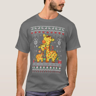Camiseta amantes de la jirafa adorables de la Navidad Luces
