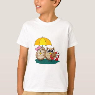 Camiseta Amantes de la Lechuza Cuta con paraguas y caja de 