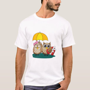 Camiseta Amantes de la Lechuza Cuta con paraguas y caja de 