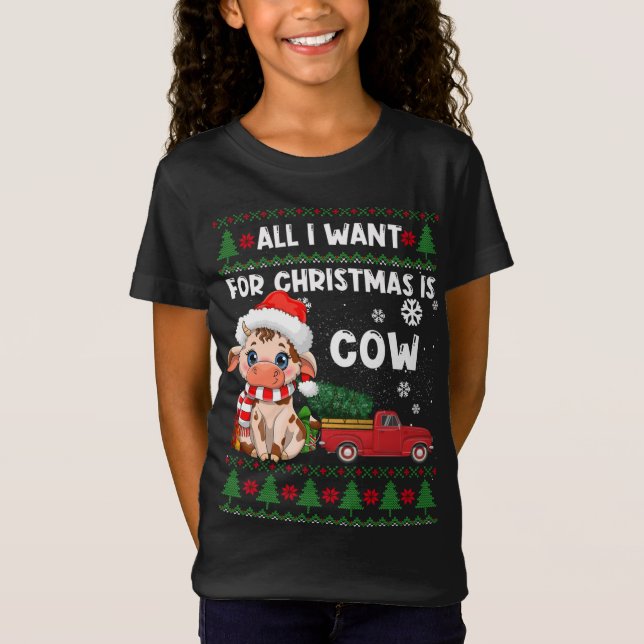 Camiseta Amantes de las vacas graciosas, Navidades feos de  (Anverso)