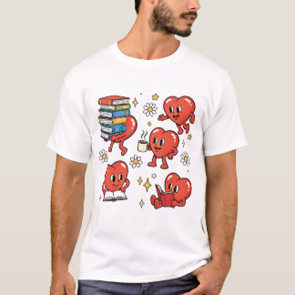 Camiseta Amantes de Libros del Corazón Retro