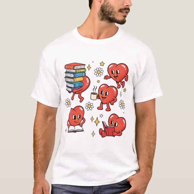 Camiseta Amantes de Libros del Corazón Retro (Anverso)