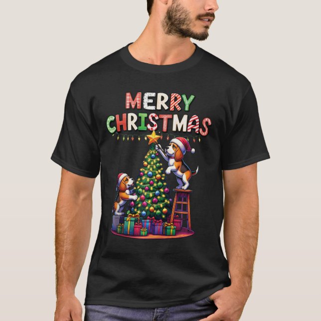 Camiseta Amantes de los animales mascotas Xmas Perros Beagl (Anverso)