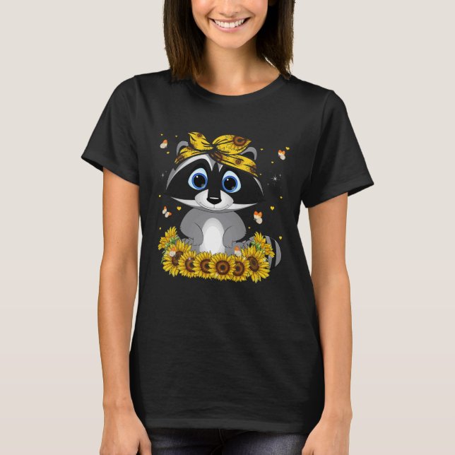 Camiseta Amantes de los animales Raccoon Sunflower Bandana (Anverso)