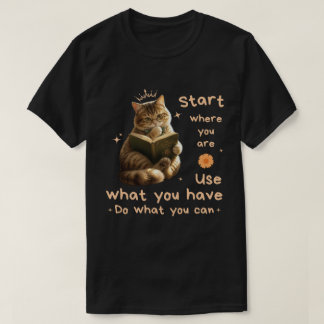 Camiseta Amantes de los gatos, Comienza donde estás, Frase