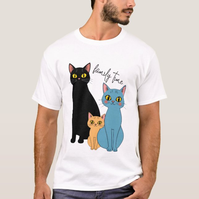 Camiseta Amantes de los gatos FAMILIARES TIME (Anverso)