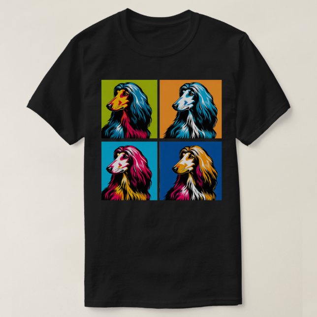 Camiseta Amantes de los perros de arte de los hound afganos (Diseño del anverso)