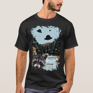 Camiseta Amantes de mapaches de ovnis alienígenas Encuentro