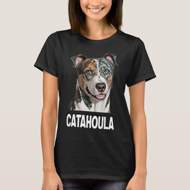 Camiseta Amantes De Mascotas Del Arte De Perro De Catahoula (Anverso)