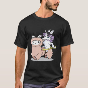 Camiseta Amantes de Pirata Unicornio Montando una Llama Ado