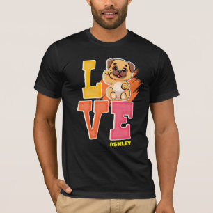 Camiseta Amantes de Pug color lindo