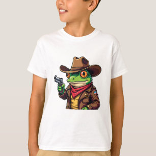 Camiseta Amantes de rana occidental de Kawaii Cowboy gracio