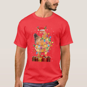 Camiseta Amantes de Santa Hat Hen Lovers Navidades de luces