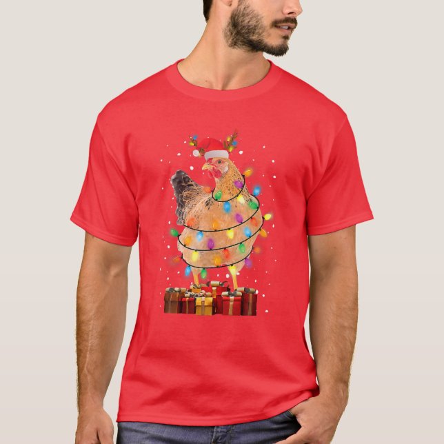 Camiseta Amantes de Santa Hat Hen Lovers Navidades de luces (Anverso)