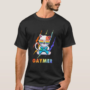 Camiseta Amantes de videojuegos arcoíris orgullo gato LGBT 