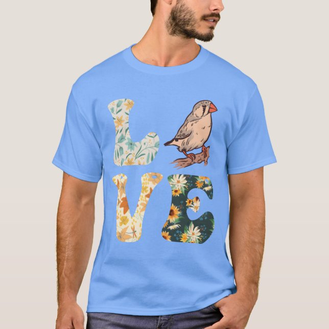 Camiseta Amantes de Zebra Finches LOVE Bird Finches boy ret (Anverso)