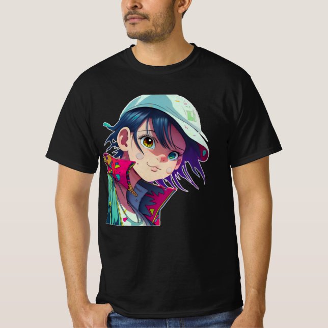 Camiseta amantes del arte pop manga personalizado (Anverso)