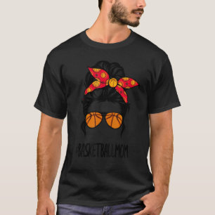 Camiseta Amantes del baloncesto Mamá Messy Bun Mom Softball