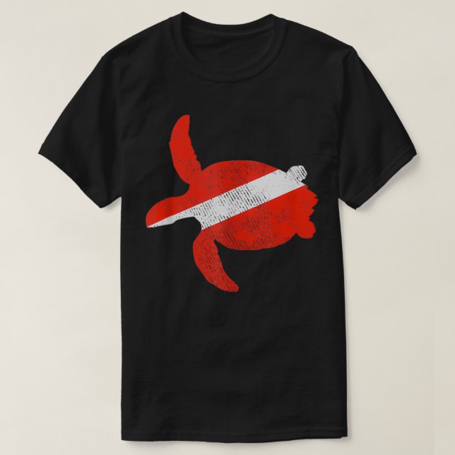 Camiseta Amantes del buceo con bandera de tortuga marina (Diseño del anverso)