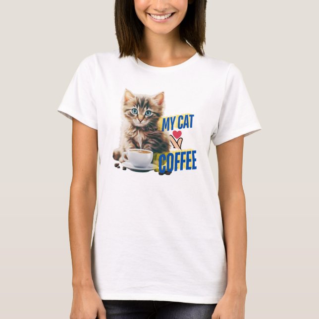 Camiseta Amantes del café y gato (Anverso)