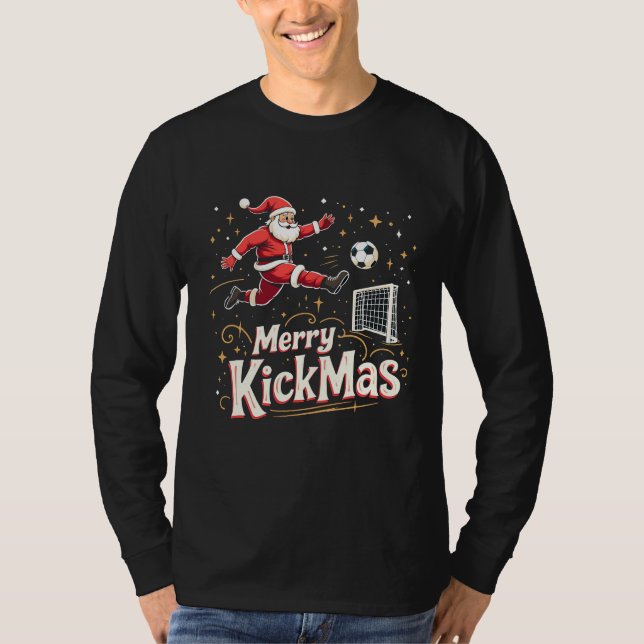 Camiseta Amantes del fútbol de Papá Noel y Feliz Kickmas (Anverso)