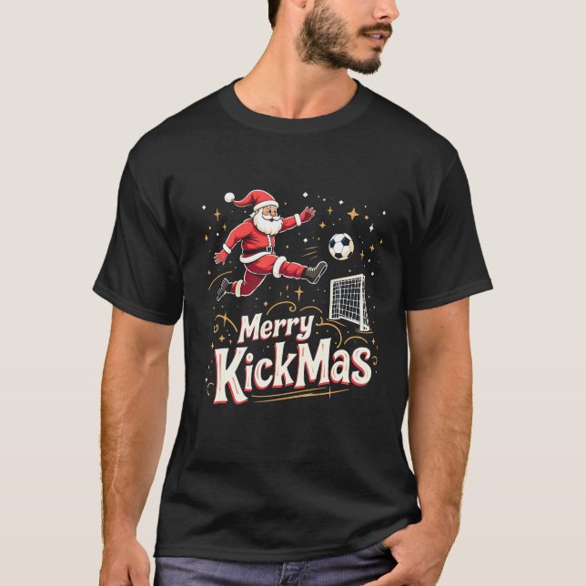 Camiseta Amantes del fútbol de Papá Noel y Feliz Kickmas (Anverso)