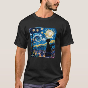 Camiseta Amantes del gato de la noche estrellada presente e