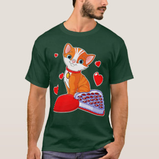 Camiseta Amantes del gato Día de San Valentín el corazón de