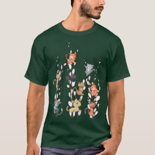 Camiseta Amantes del gato gráfico de la flor graciosa 