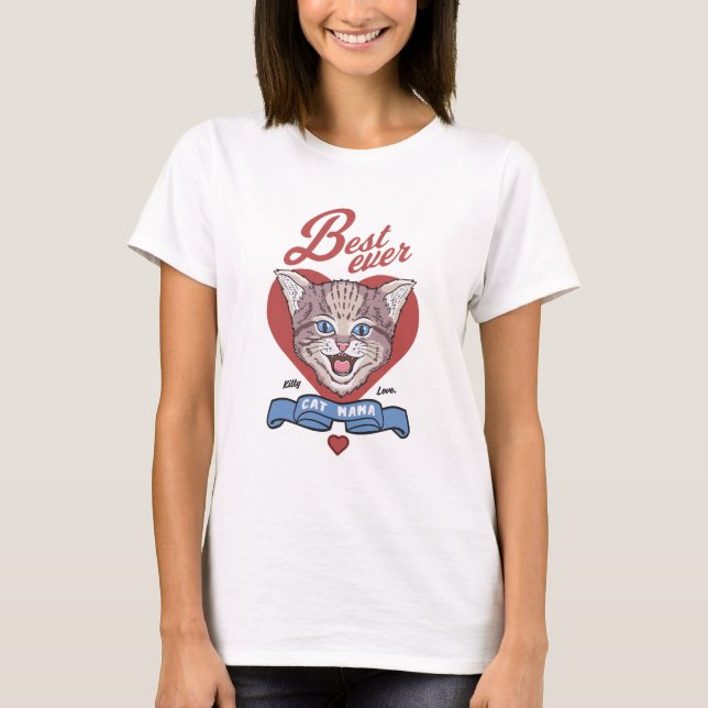 Camiseta Amantes del gato - Mejor mamá de gatos (Anverso)