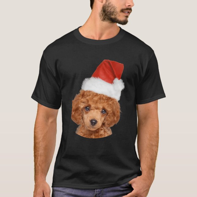 Camiseta Amantes del perro del poodle en miniatura de Santa (Anverso)