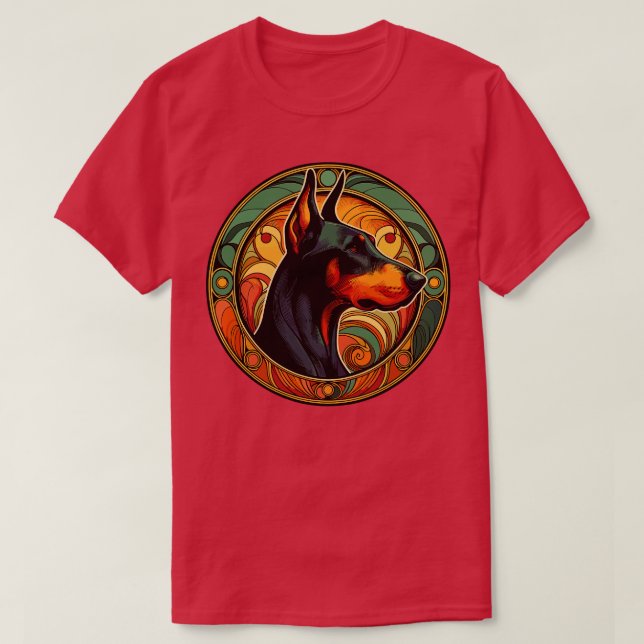 Camiseta Amantes del perro Doberman obsequian los pines Art (Diseño del anverso)