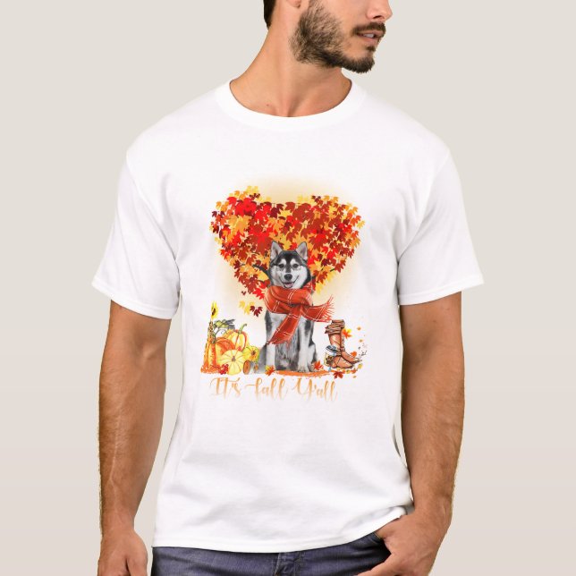Camiseta Amantes del perro Husky de otoño (Anverso)