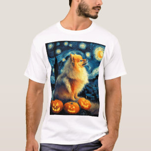 Camiseta Amantes del perro pomerania pintura de van gogh es