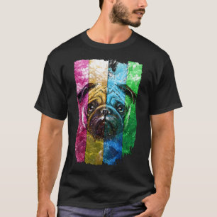 Camiseta Amantes del perro pug colorido lindo Tee Shirpy Mo