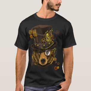 Camiseta Amantes del Steampunk Bear Steampunk Para Mujeres 