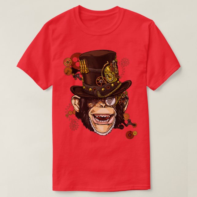 Camiseta Amantes del Steampunk Monkey Steampunk Para Mujere (Diseño del anverso)
