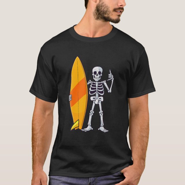 Camiseta Amantes del surf con tema de Halloween en el Skele (Anverso)
