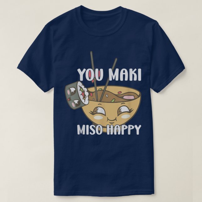 Camiseta Amantes del sushi de fideos japoneses felices de M (Diseño del anverso)